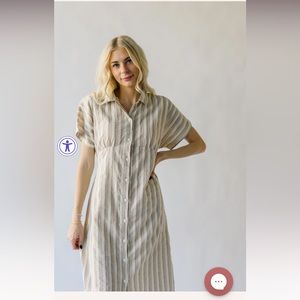 Piper and Scoot Stripe Midi Dress Buttons Nursing Thelma En Creme
